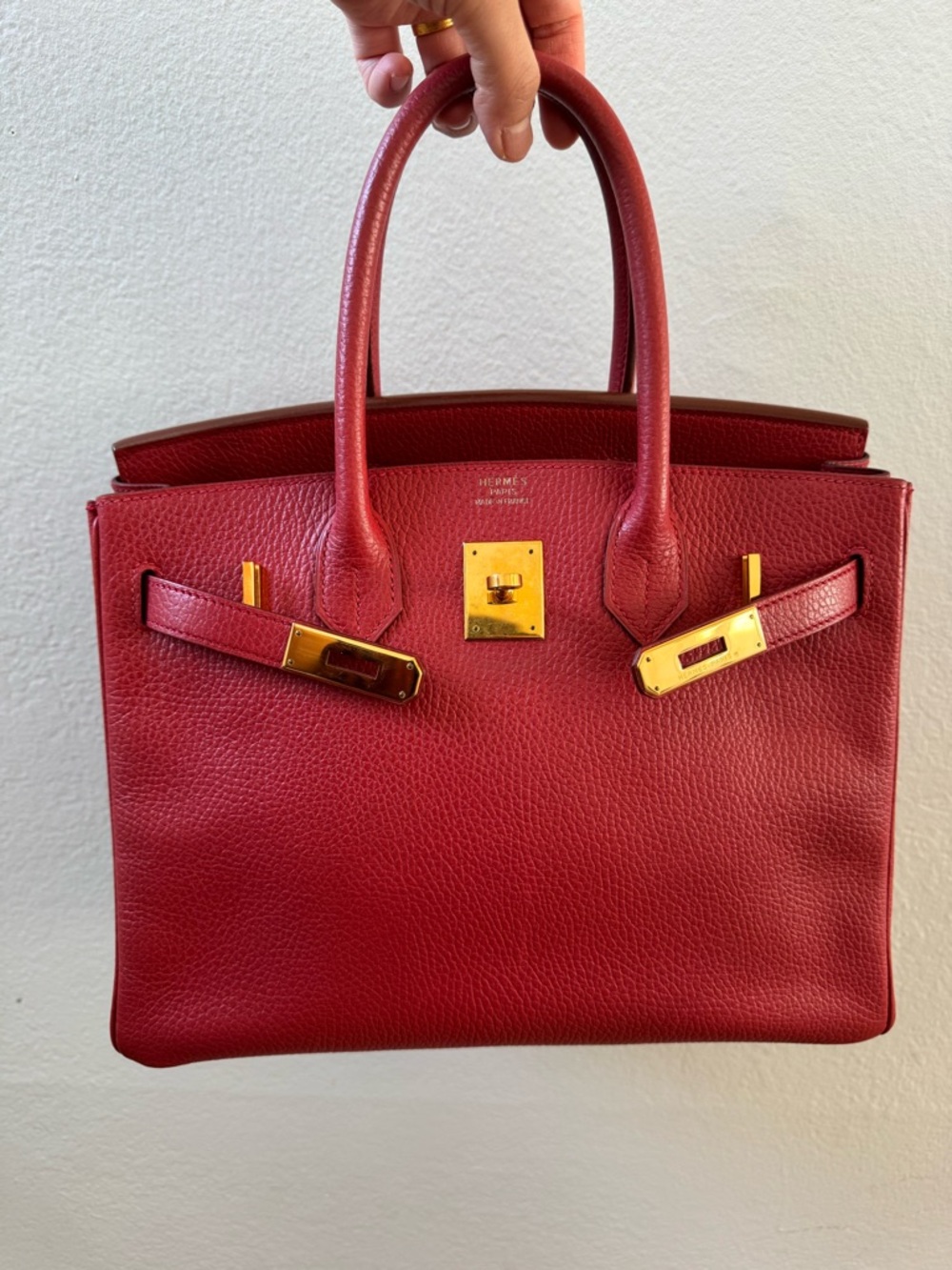 ❌SOLD❌Hermes Rouge Vif Ardennes Leather Birkin 30 with Gold Hardware - Picture 12 of 12